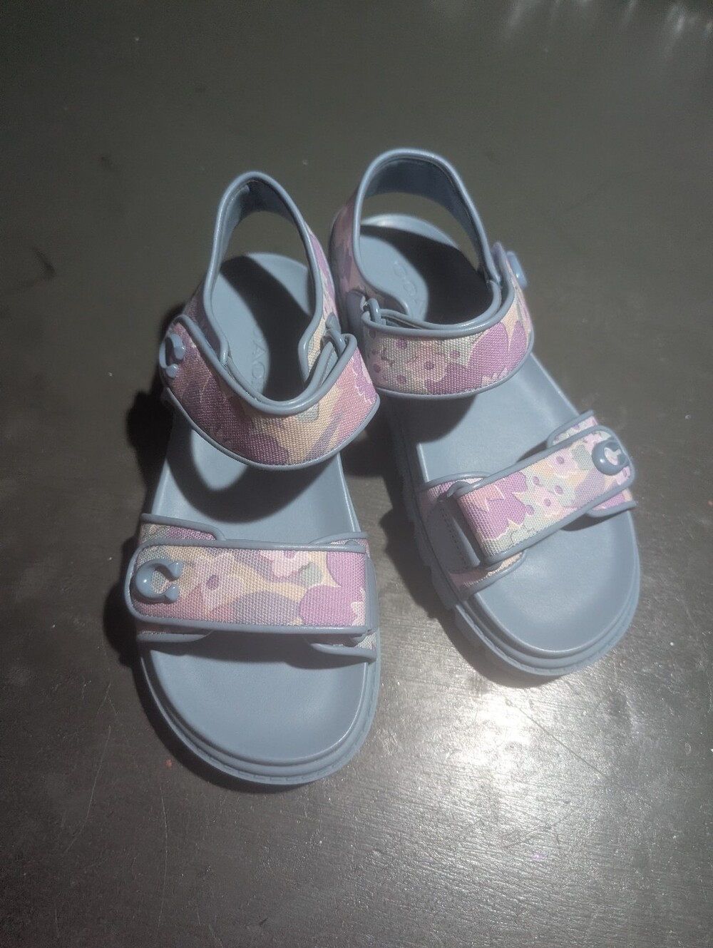 Coach Brynn Sandals Size 6 Blue With Floral NWOT